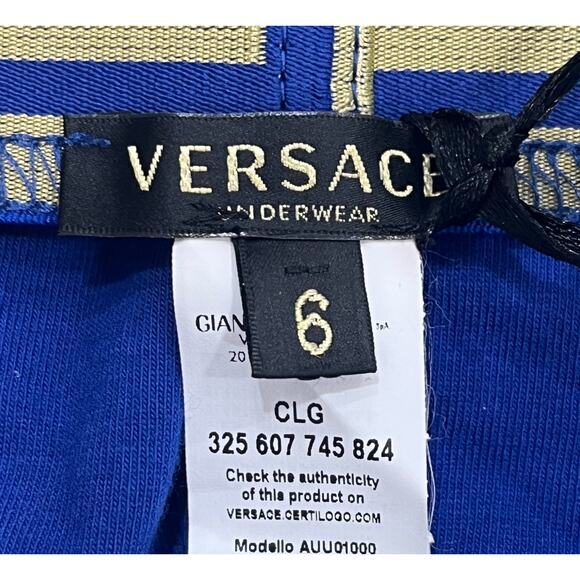 M2-4 VERSACE Men's Greca Jockstrap Underwear Stretch Blue/Gold Size 6/34-46/M - Picture 6 of 12